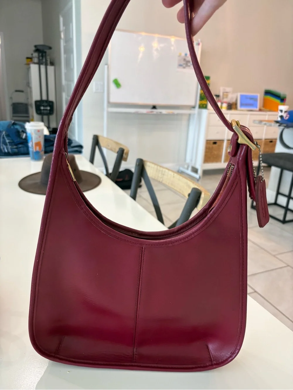 Coach Vintage Red Leather Hobo Shoulder Bag